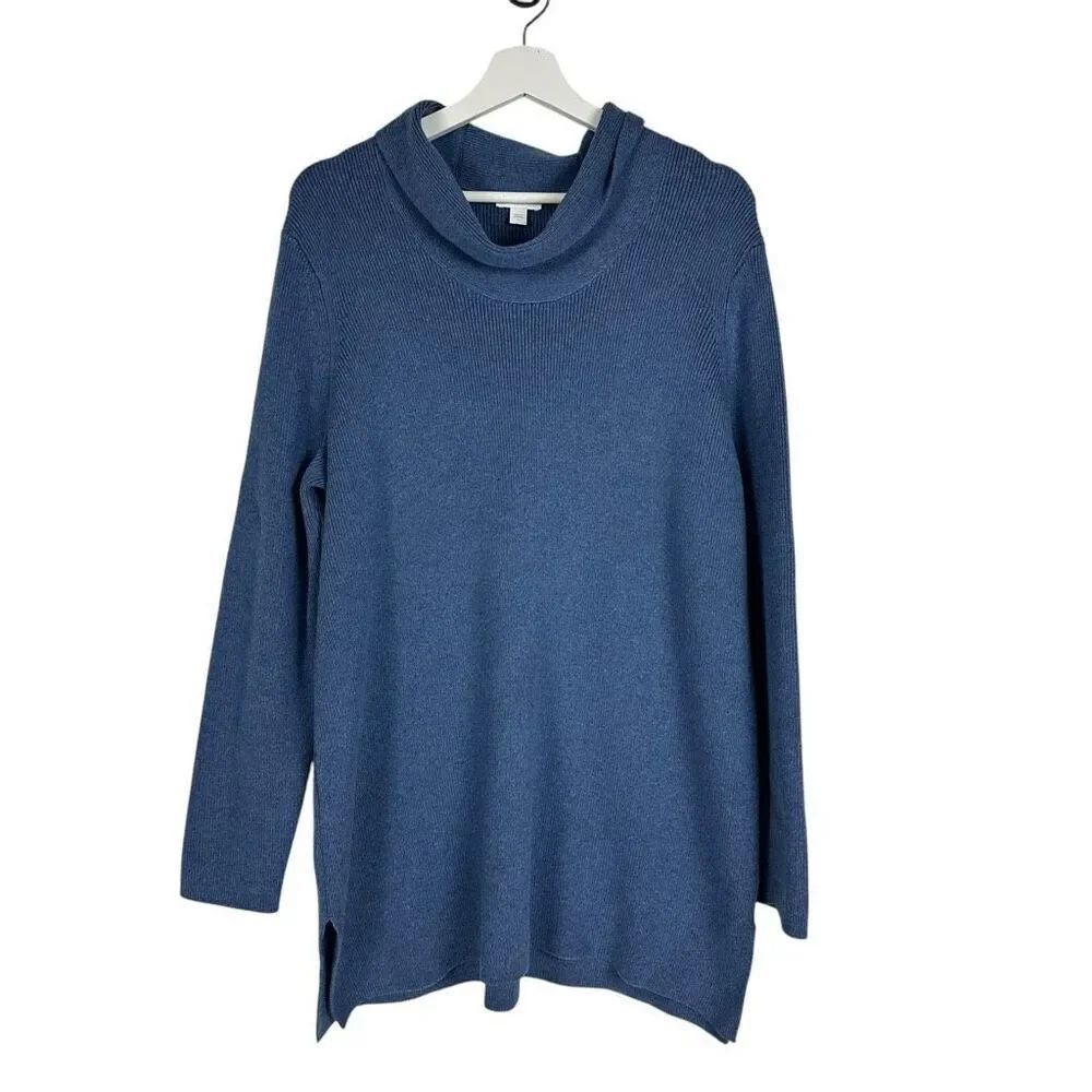 J. Jill Blue Knit Sweater Tunic size Large